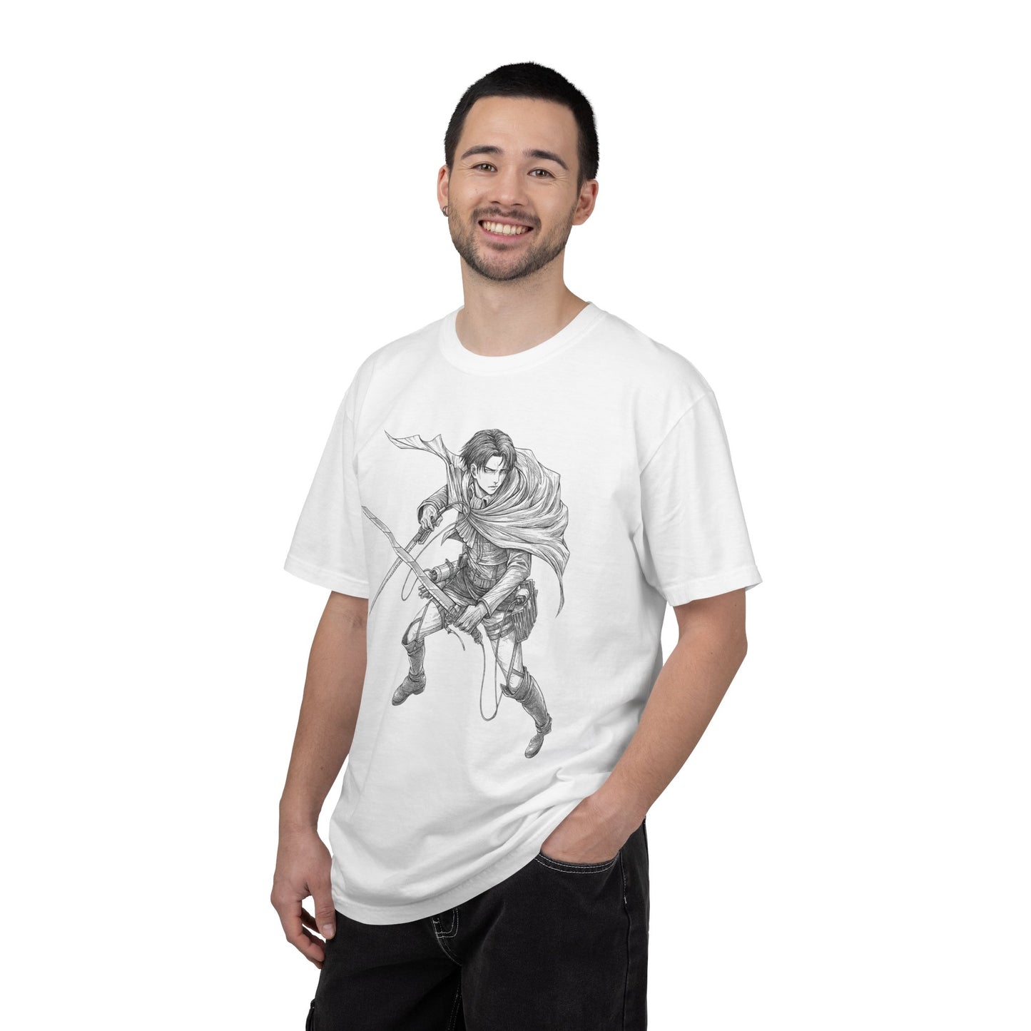 Warrior Sketch T-Shirt — Anime Style Swordfighter Graphic Tee
