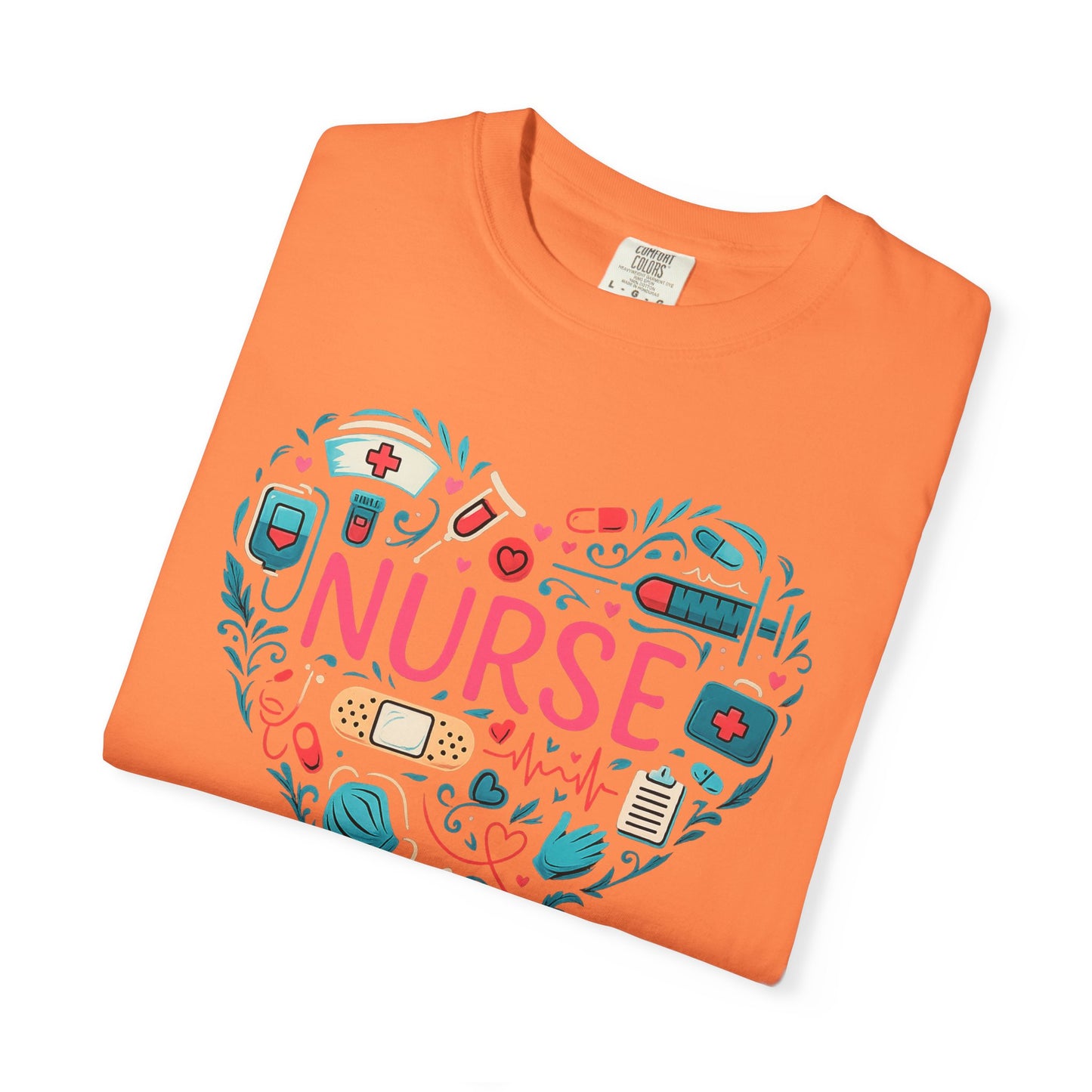 Nurse Heart Graphic T-Shirt - Cute Medical Icons Tee for Nurses