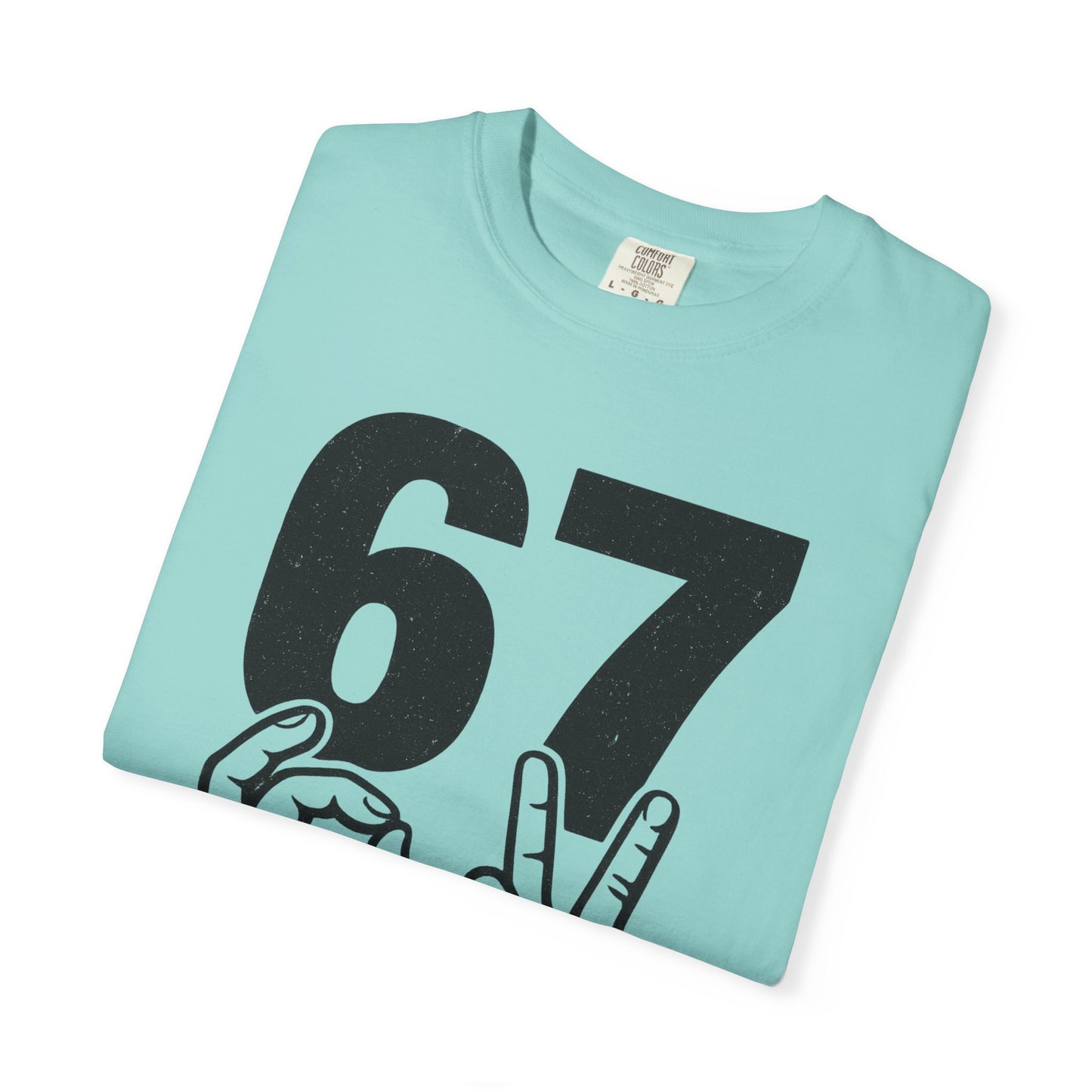 67 Sign Hands Graphic T‑Shirt — Retro Number Tee