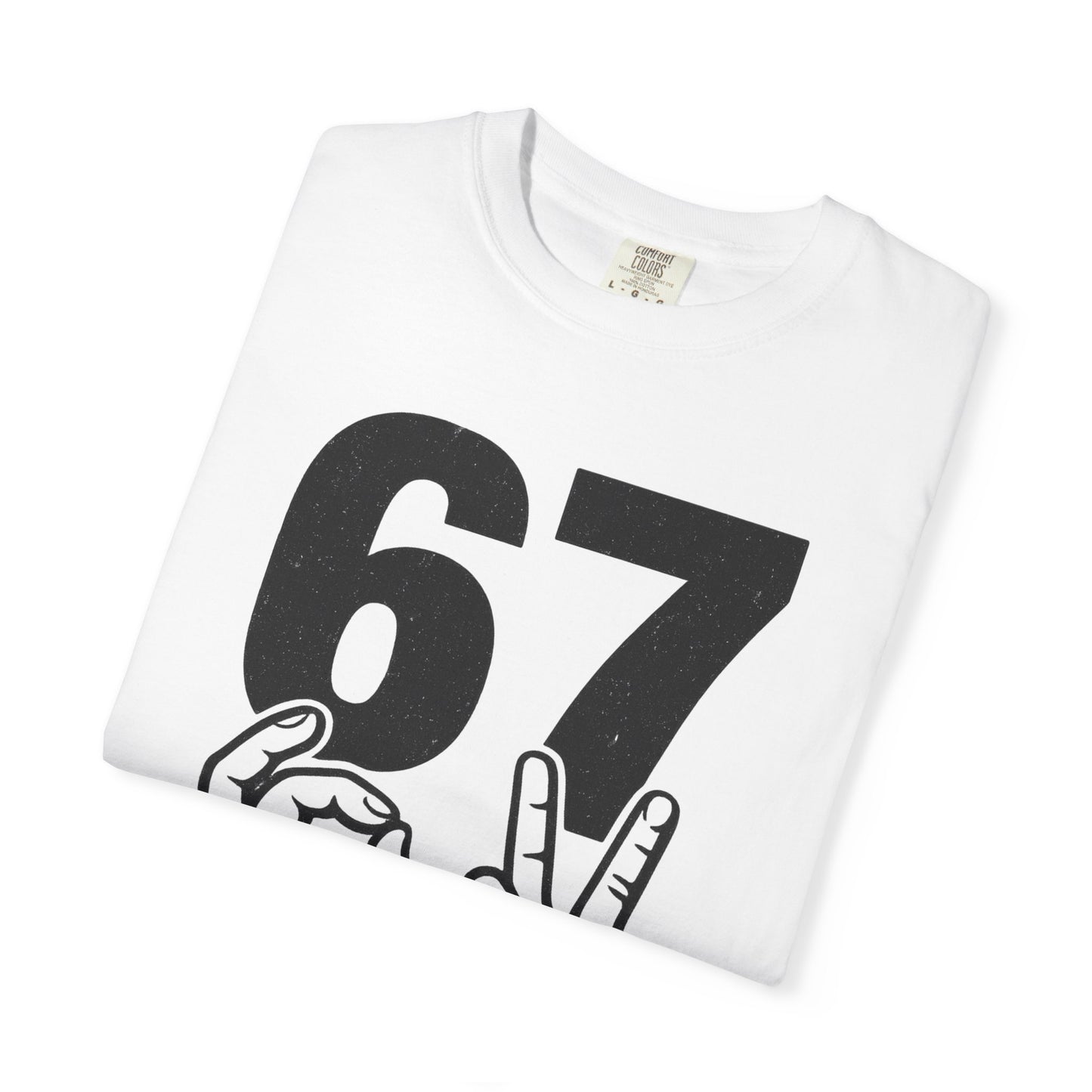 67 Sign Hands Graphic T‑Shirt — Retro Number Tee