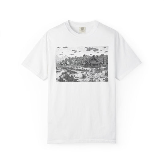 Oceanfront Cottage Videogame Sketch T-Shirt
