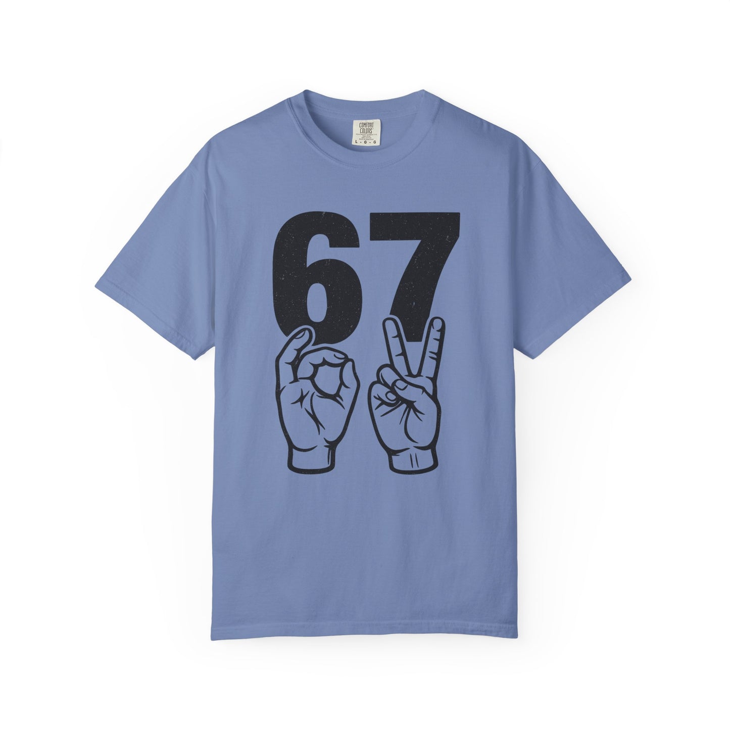 67 Sign Hands Graphic T‑Shirt — Retro Number Tee