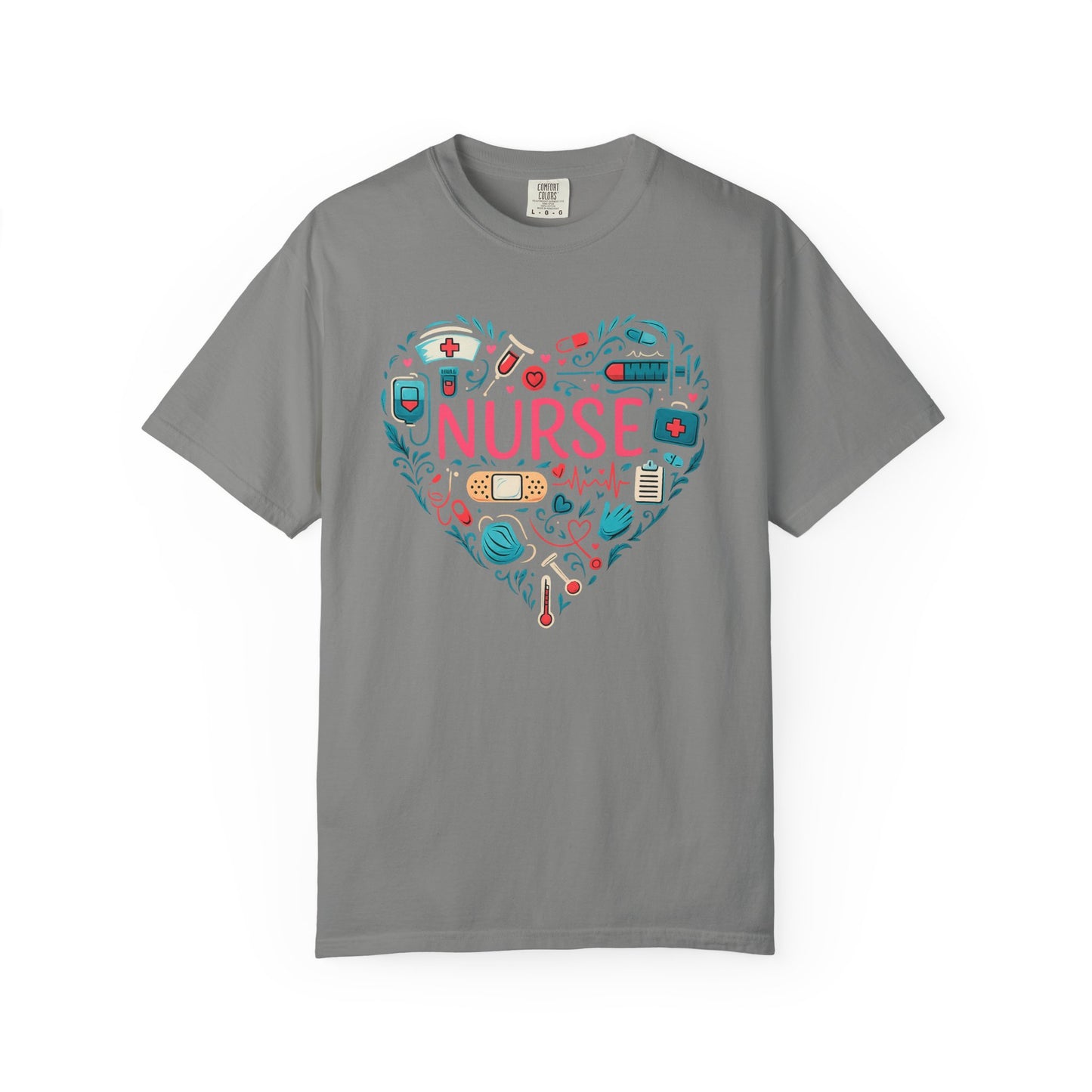 Nurse Heart Graphic T-Shirt - Cute Medical Icons Tee for Nurses