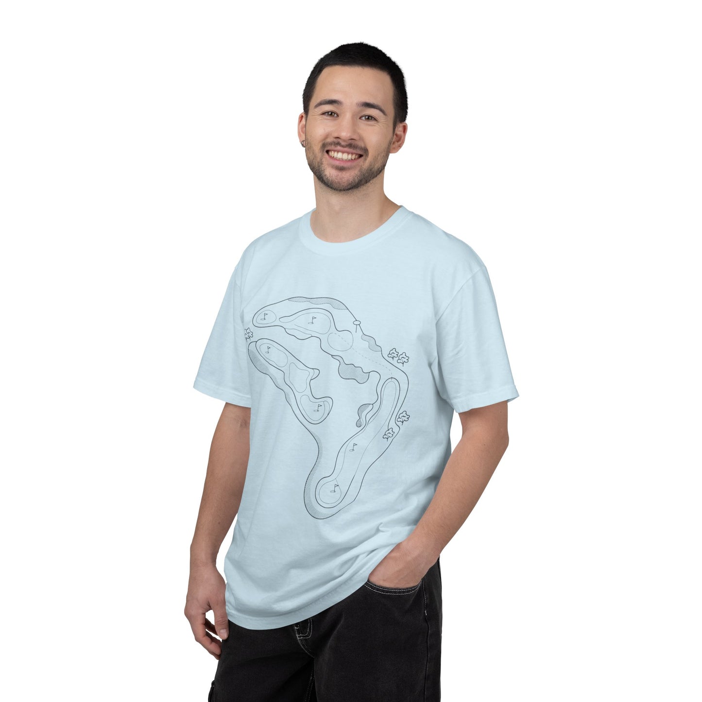 Golf Course Outline T-Shirt — Minimalist Line Art Tee
