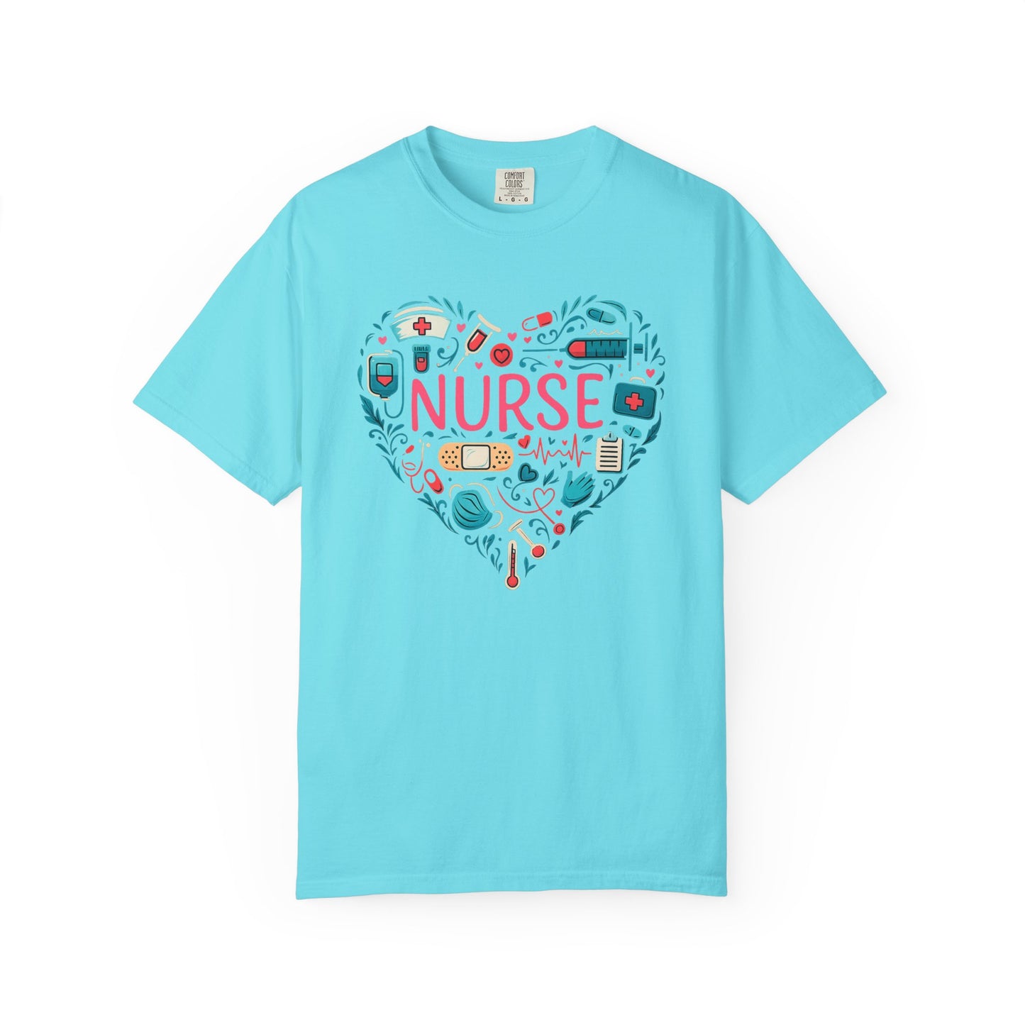 Nurse Heart Graphic T-Shirt - Cute Medical Icons Tee for Nurses