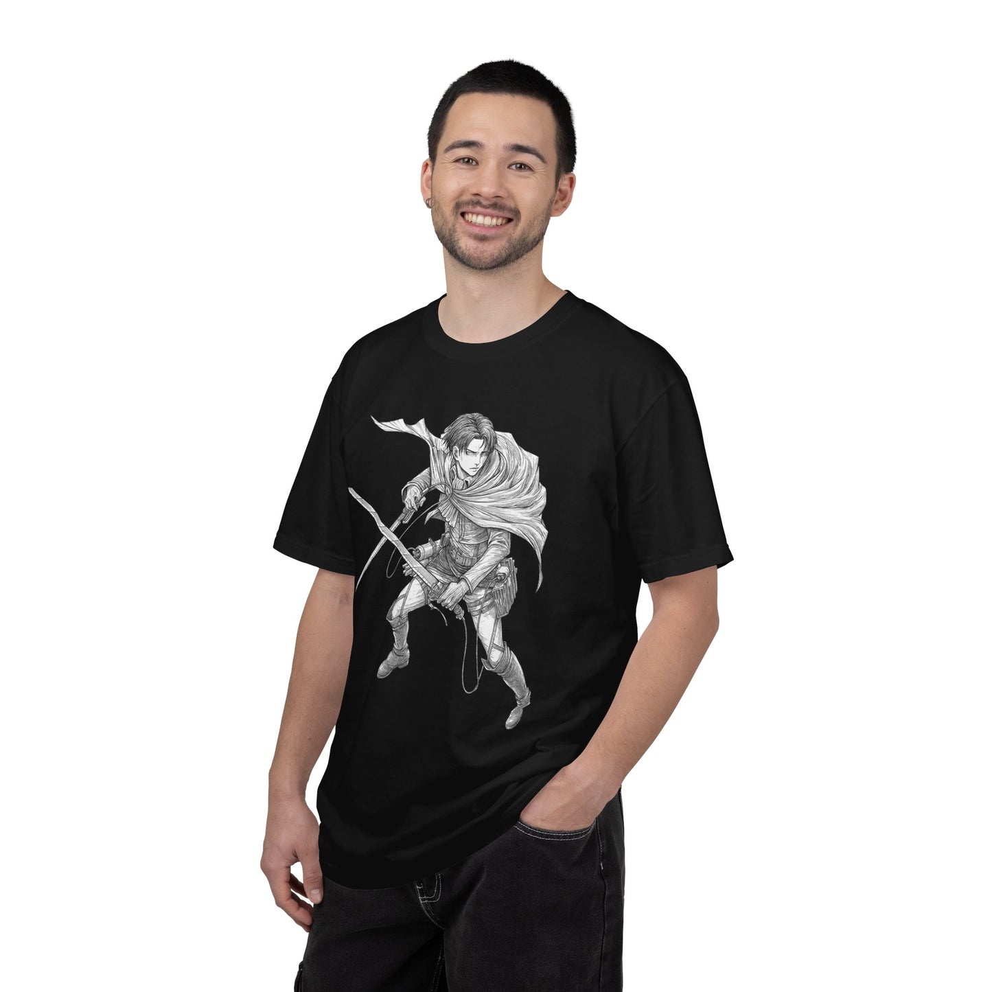 Warrior Sketch T-Shirt — Anime Style Swordfighter Graphic Tee