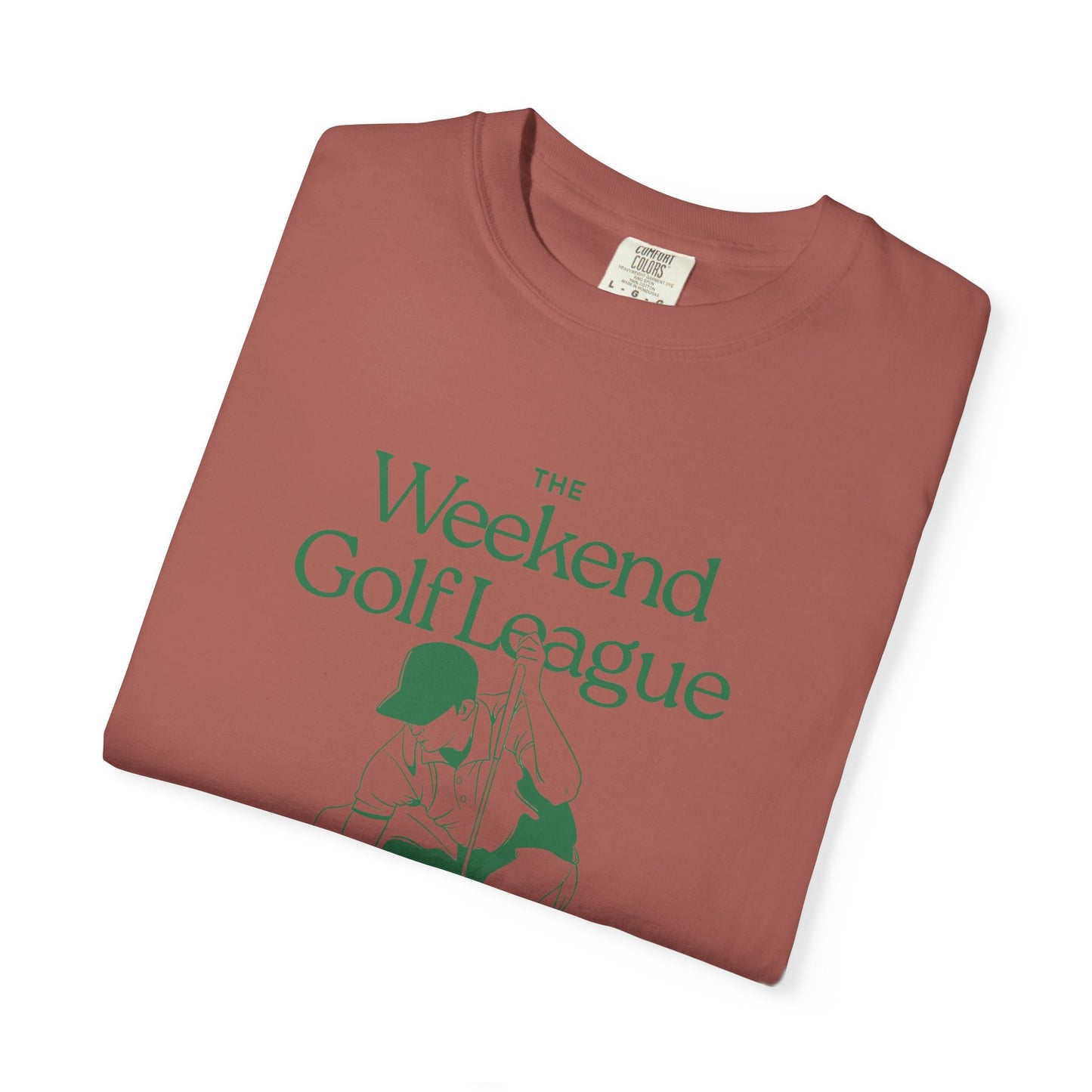 Golf T-Shirt — "The Weekend Golf League" Vintage Club Tee (Where Weekends Begin)