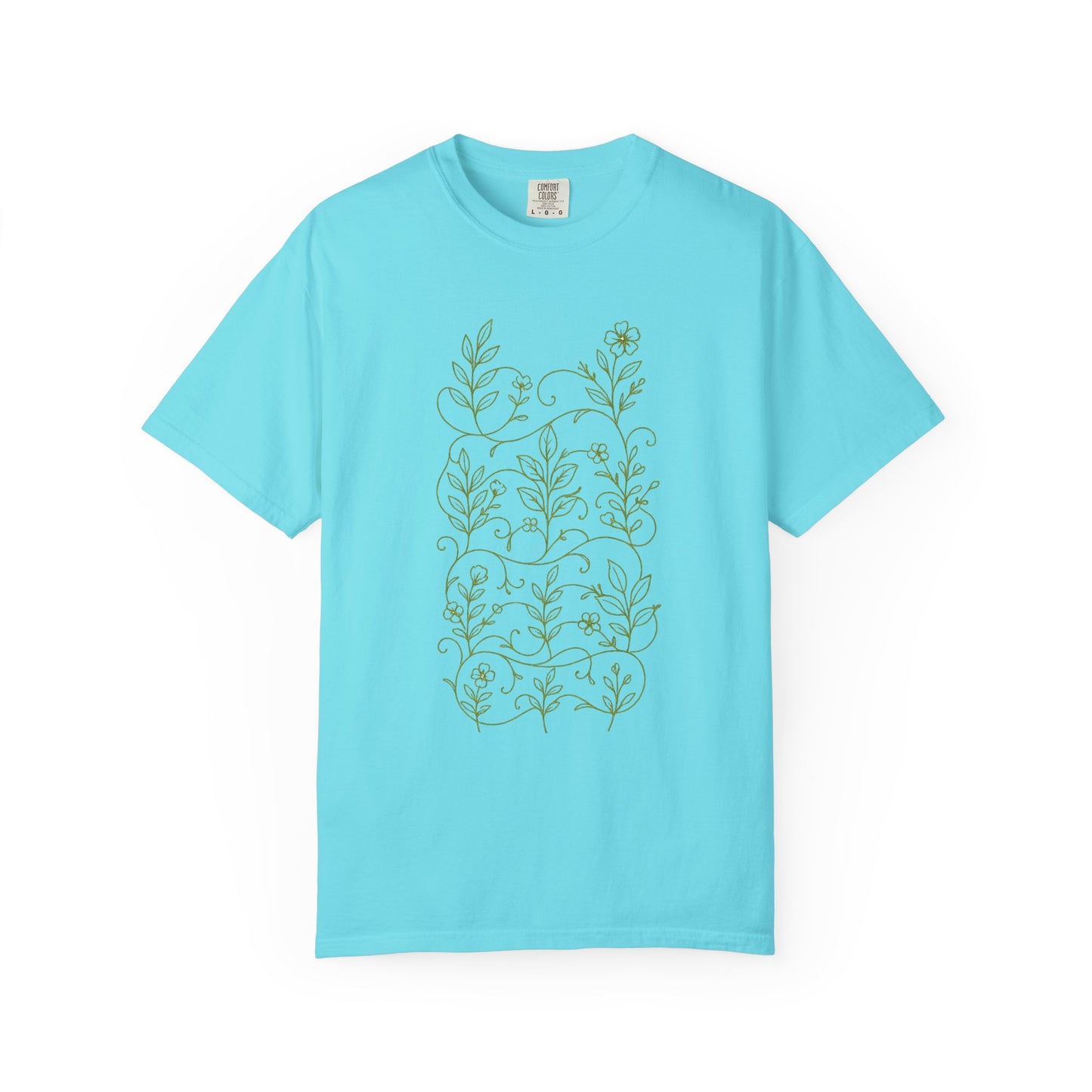 Botanical Sprigs T-Shirt - Minimal Leaf Line Art Tee
