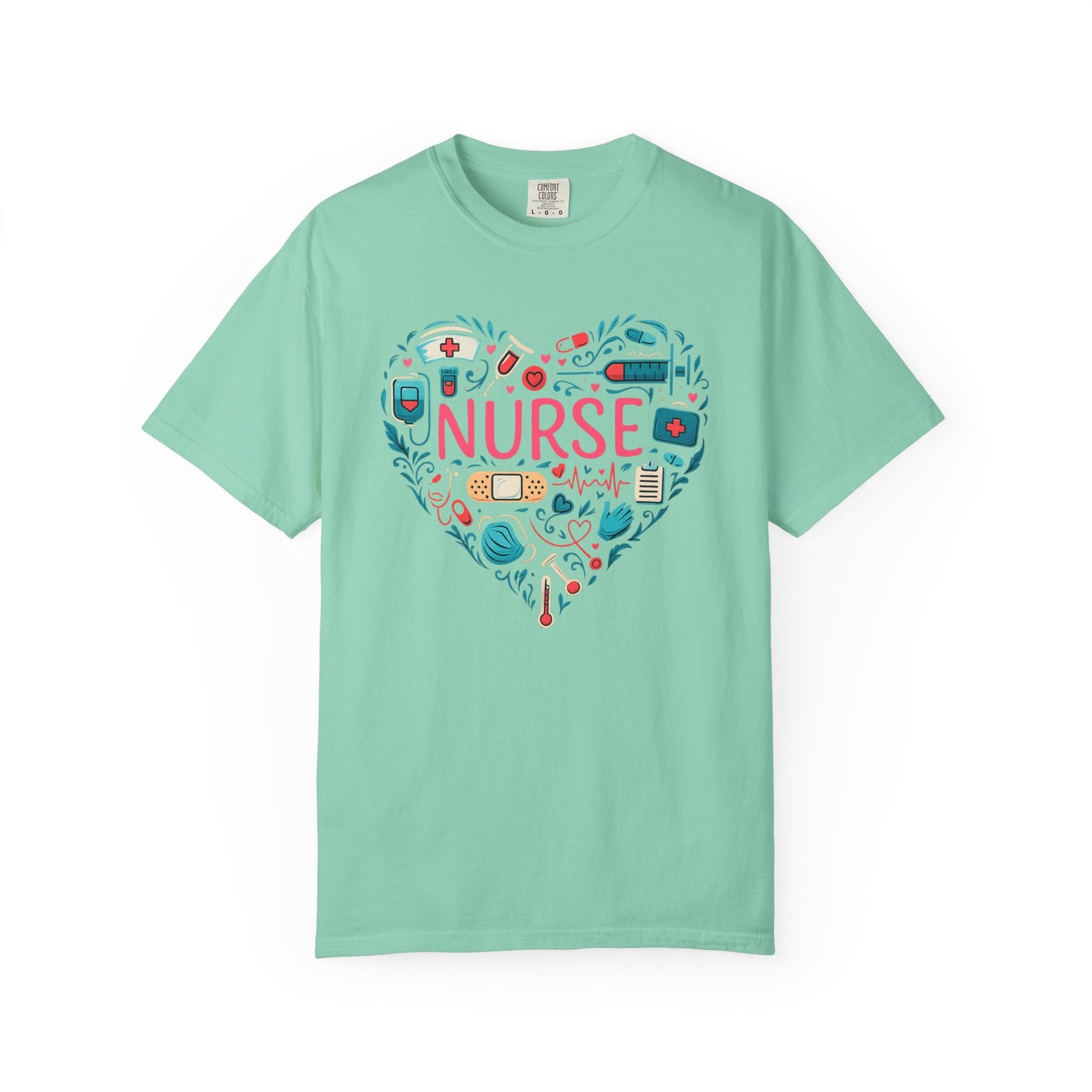 Nurse Heart Graphic T-Shirt - Cute Medical Icons Tee for Nurses