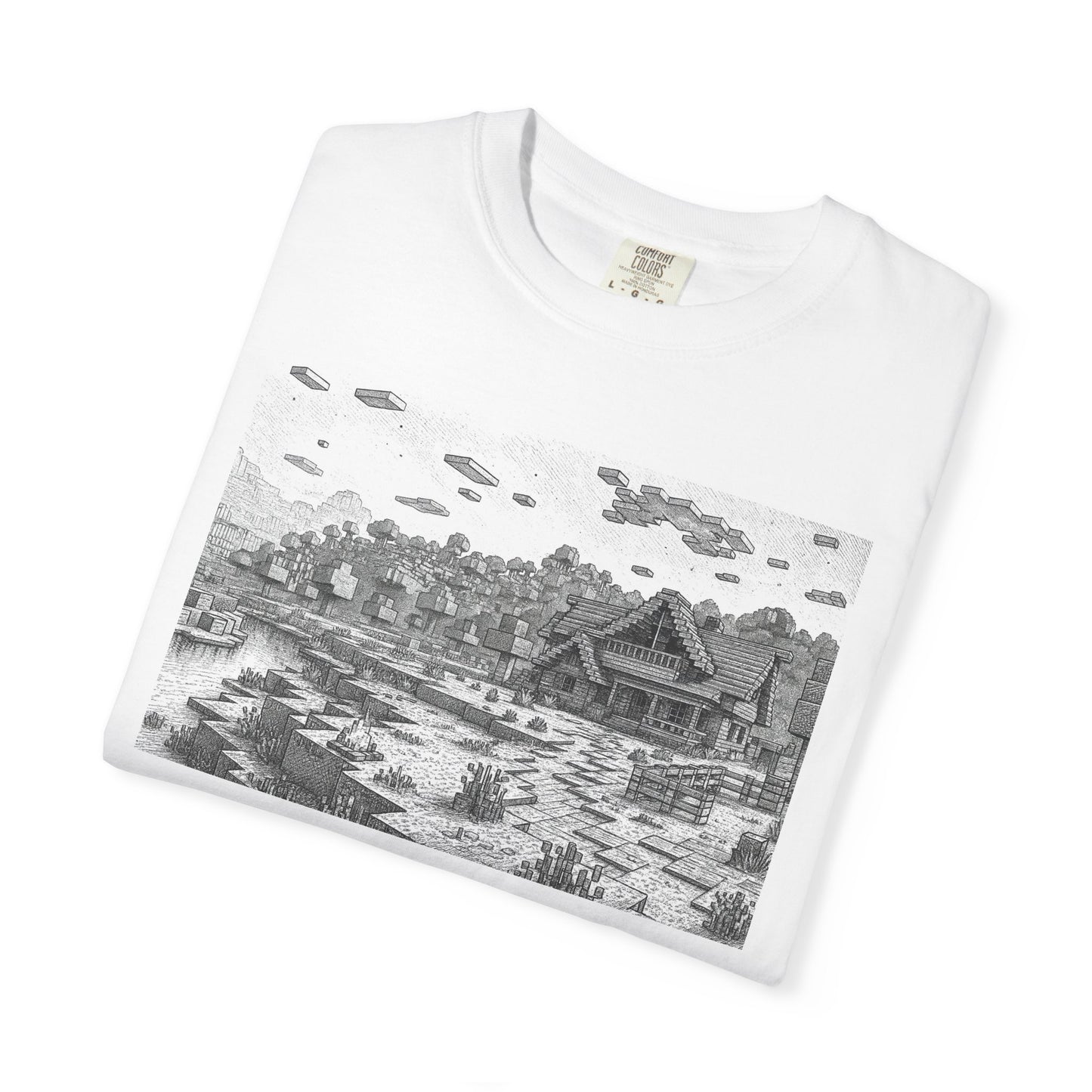 Oceanfront Cottage Videogame Sketch T-Shirt
